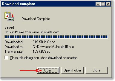 Download complete dialog box